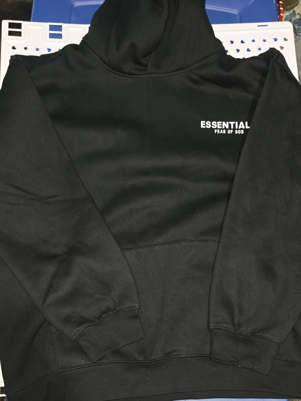 Essentials Black Crewneck Sweatshirt with White Chest Logo
